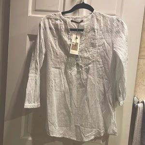 Zara cotton White w lines in blue